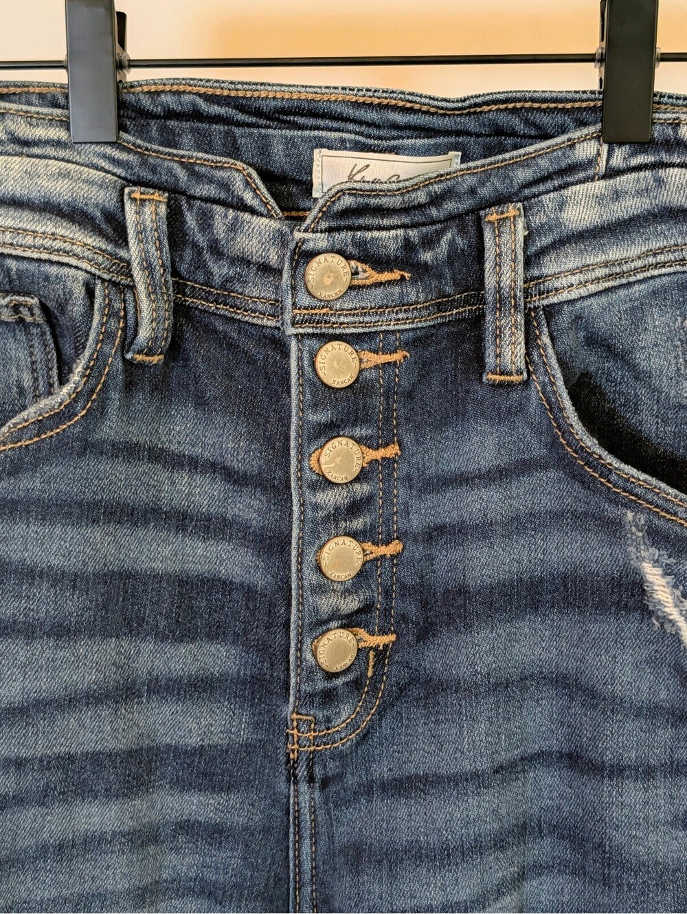 KanCan Kurvy Ultra High Rise Distressed Skinny Jeans Dark Wash Button Fly 28 - Picture 3 of 6